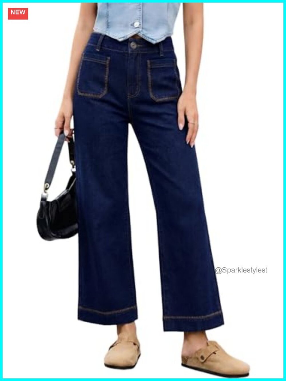 Dokotoo Wide Leg High Waisted Stretchy Cropped Ankle Denim Jeans for Women